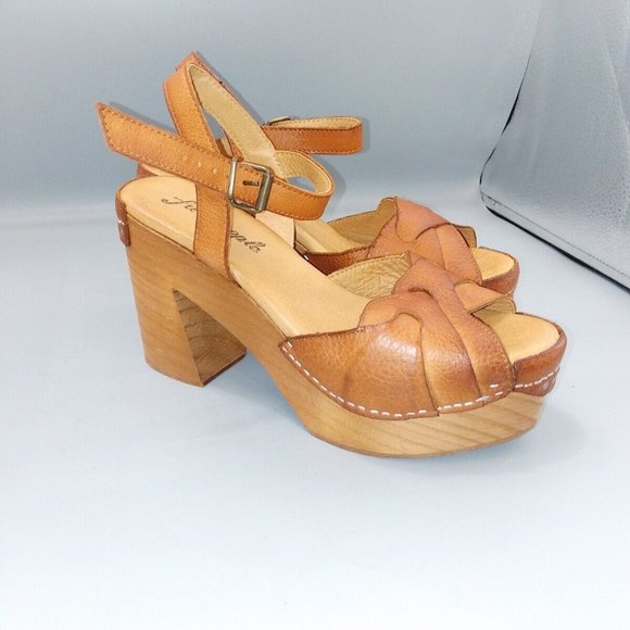 BNWOT Free People Orion Heels Size UK 4 EU 37 Brown Leather Platform Clogs £180 - Picture 5 of 10